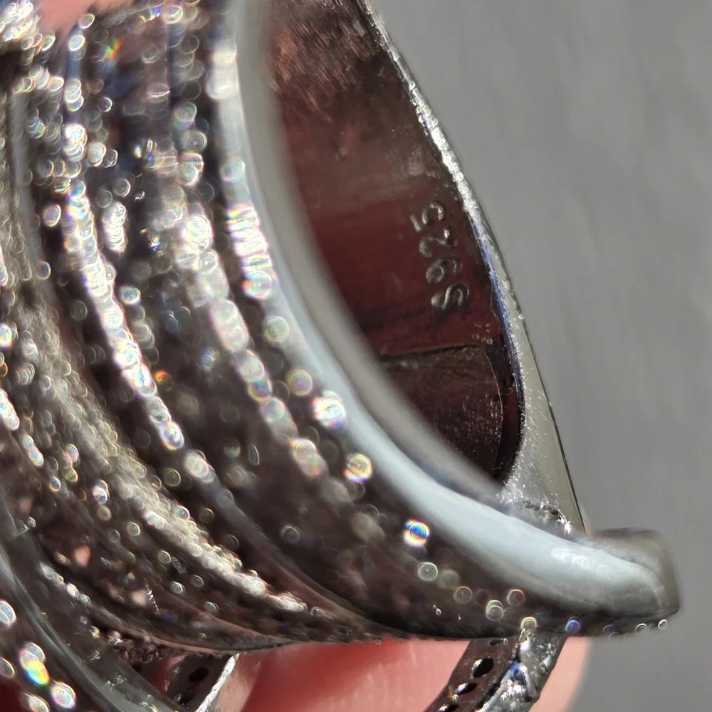 Sterling S925 silver Zircon & Topaz finger cuff sz10 - Picture 8 of 13